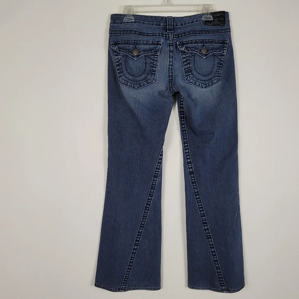 True Religion Size 31 bell bottom cotton blend blue jeans - Picture 2 of 9